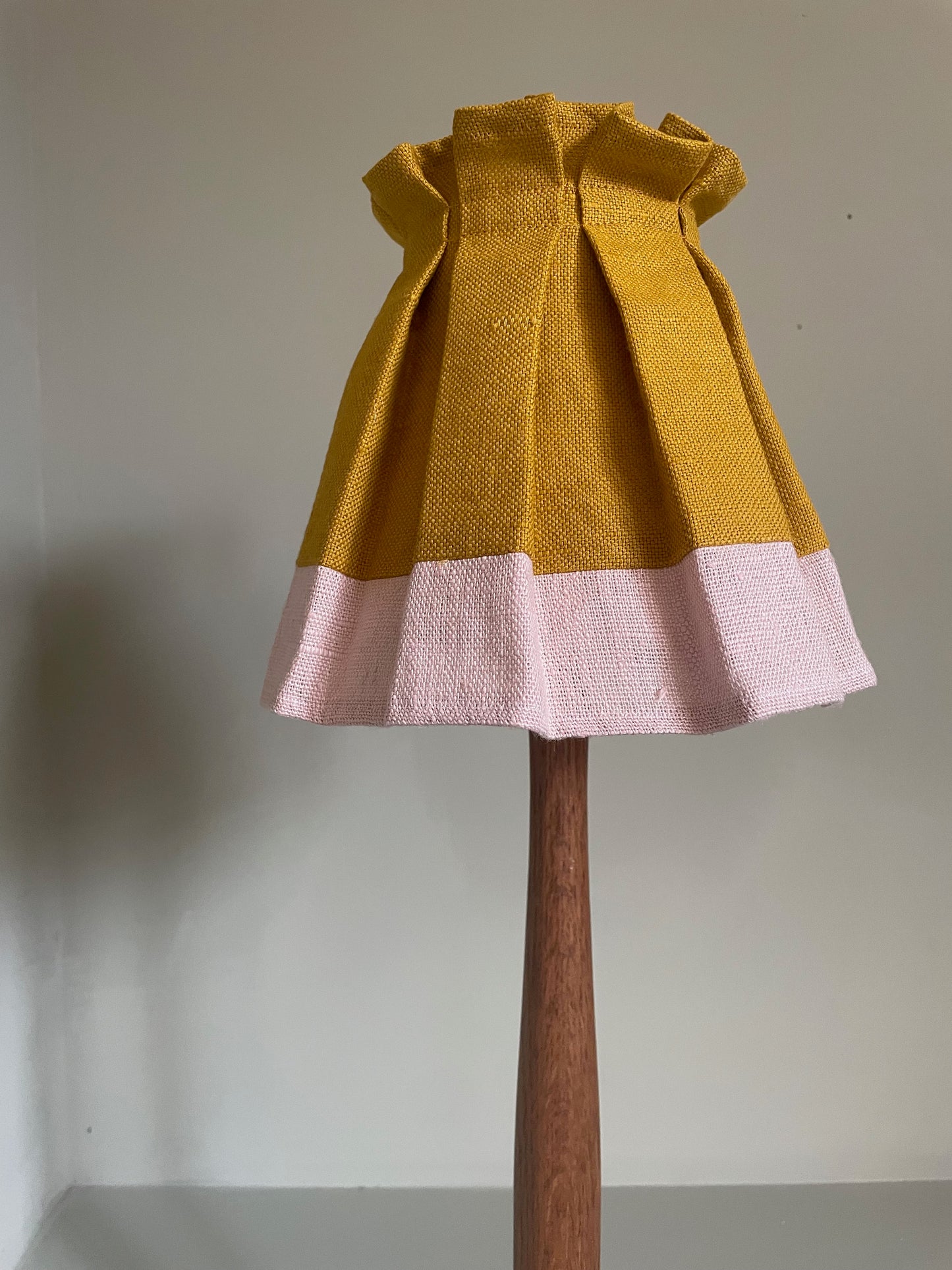 Fluted block lampshade, pink/mustard