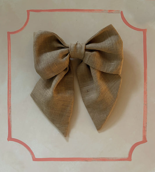 Bow Christmas tree topper, hessian