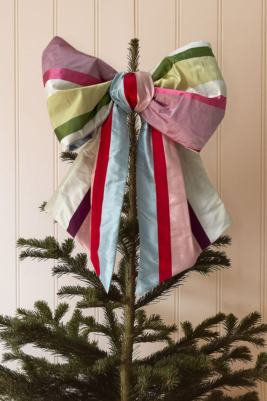 Quilted bow tree topper, multi