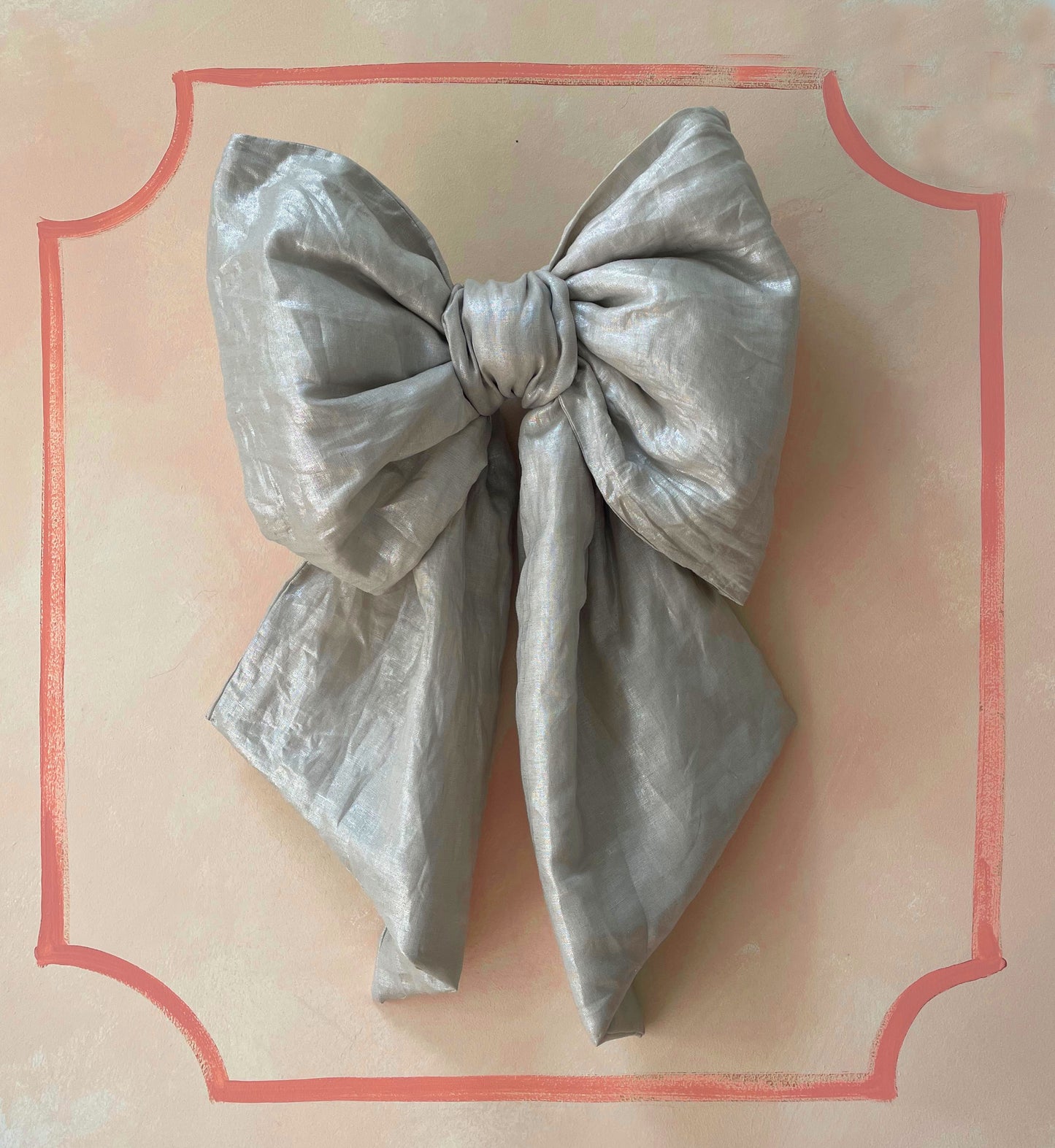 Quilted bow tree topper, silver